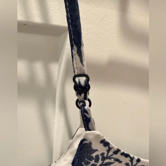 LOFT Petite XSP Navy Floral Sleeveless Dress Summer Spaghetti Strap Sundress - Picture 4 of 11